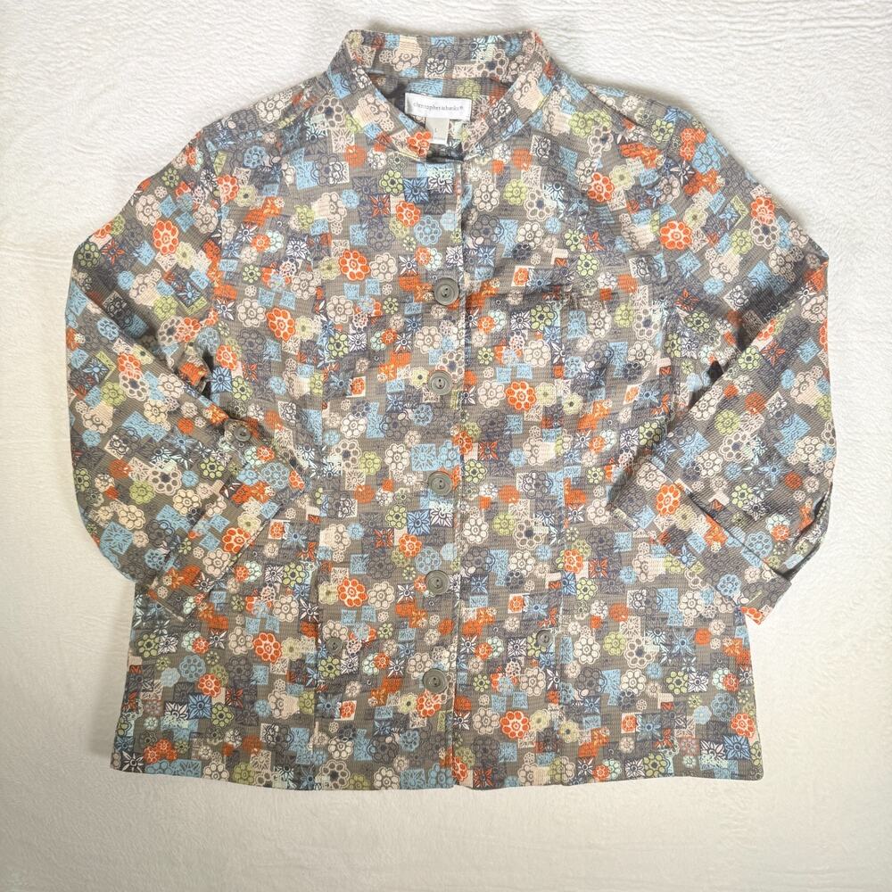CHRISTOPHER & BANKS Womens L 3/4‎ Sleeve Light Jacket Boho 60s & 70s Inspired